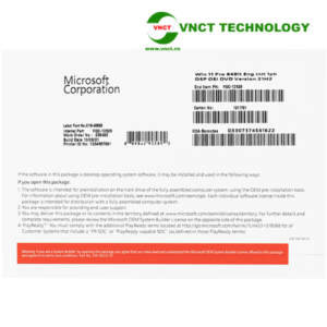 Phần mềm Microsoft Windows Pro 11 64Bit Eng Intl 1pk DSP OEI DVD FQC-10528